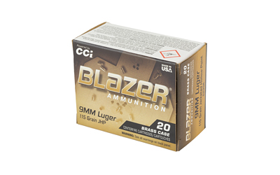 CCI Blazer Brass 9mm 115gr JHP Handgun Ammo - 20 Rounds - Image 3