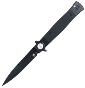 Cobratec Stiletto Button Lock Knife - Black G10 Handle