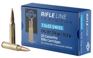 PPU 7.5 X 55 SWISS FMJ 174GR 20RD BOX 10 BOXES PER CASE