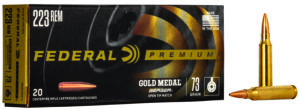 Federal GM223BH73 Premium Gold Medal 223Rem 73gr Berger Open Tip Match 20 Per Box/10 Case