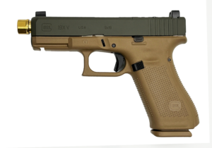 GLOCK 19X V C4 9MM 19RD OD GREEN SLIDE GOLD OPTIC CUT RMR/HOLOSUN PATTERN TB  UV1950703XC419X1 CAMFOUR EXCLUSIVE