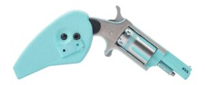 North American Arms 22M-PB-HG Rose 22 LR 5rd Shot 1.13" Turquoise Cerakote Stainless Steel Barrel & Frame, Stainless Cylinder, Folding Holster Grip, Safety Notch, Exposed Hammer